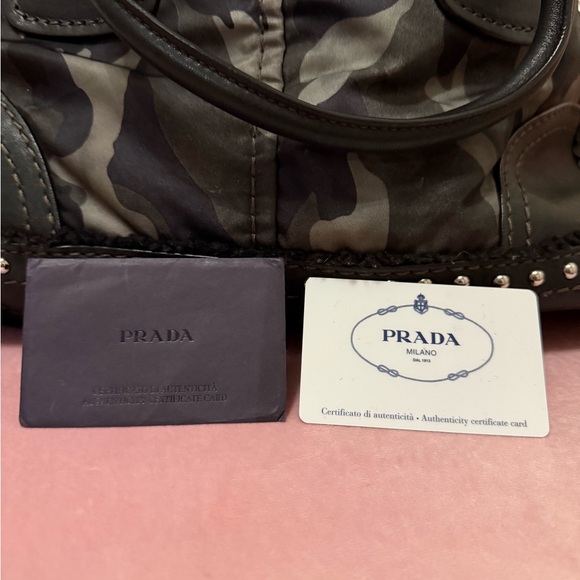 Authentic PRADA Black and Gray Camouflage Handbag and Crossbody - Picture 4 of 16